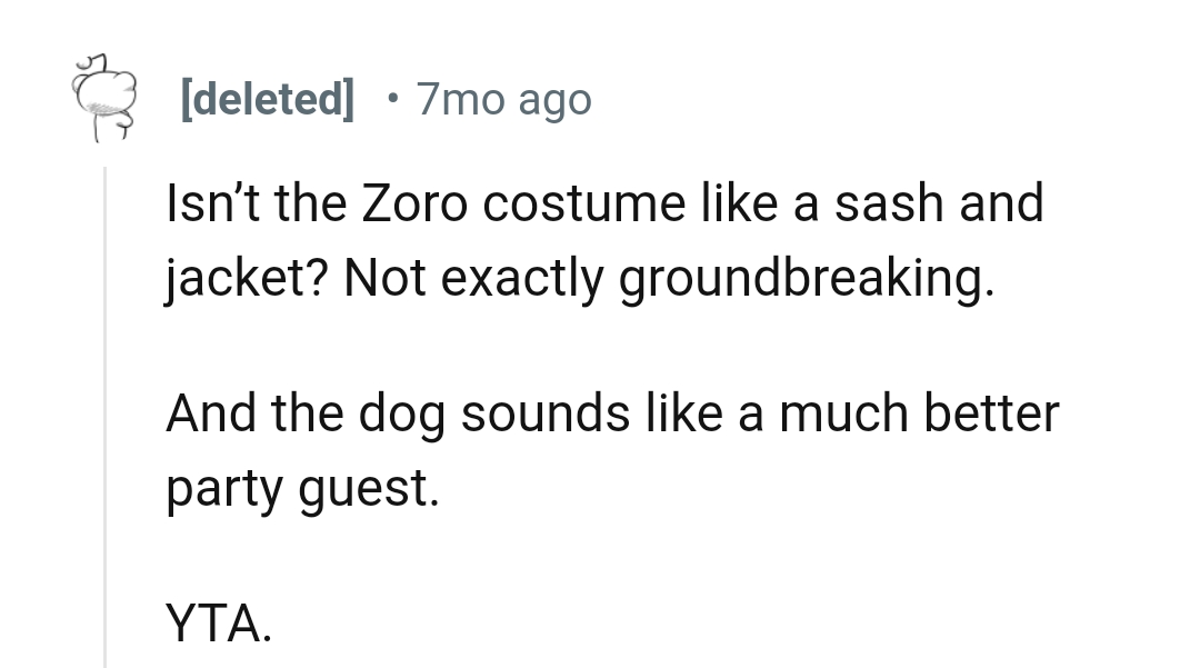 The dog sounds like a much better party guest