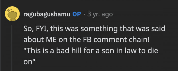 Apparently, this same sentiment was expressed on social media by someone, but directed towards OP