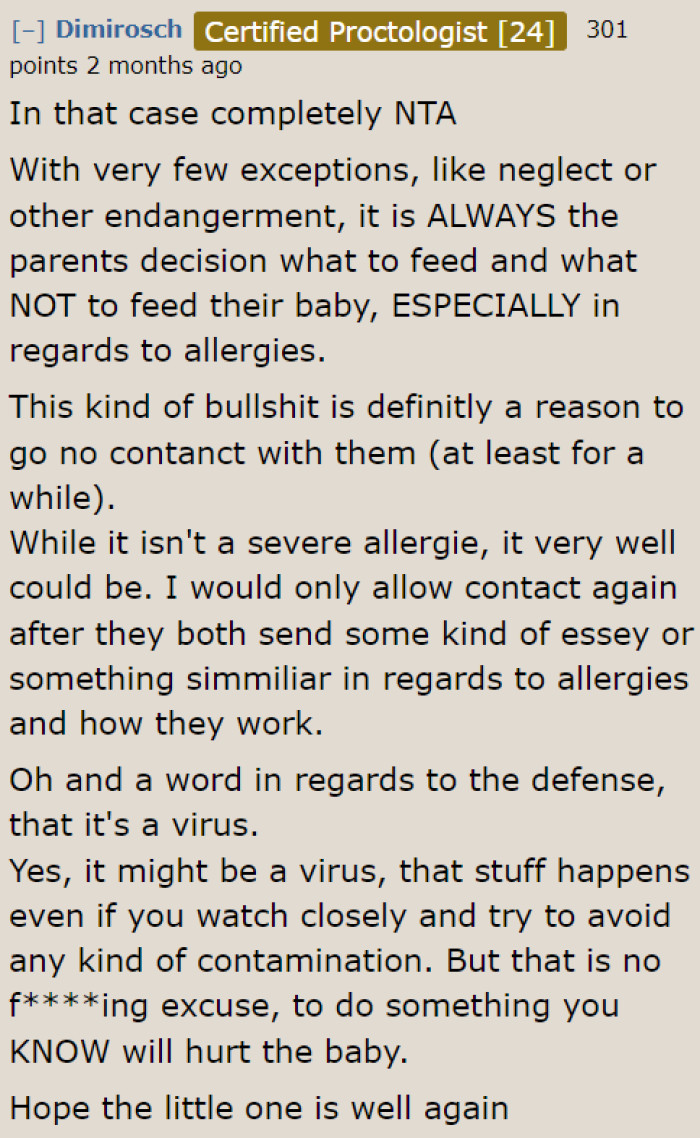 Dad Furious At His Sister And Mom For Letting His Baby Lick Piece Of