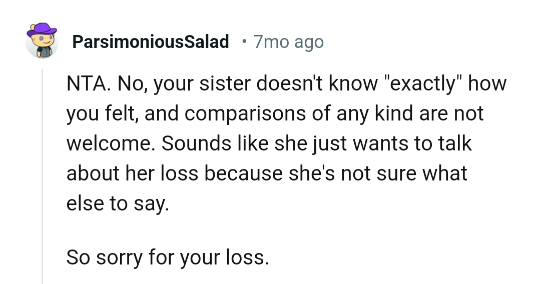 It Sounds Like She Just Wants to Talk About Her Loss