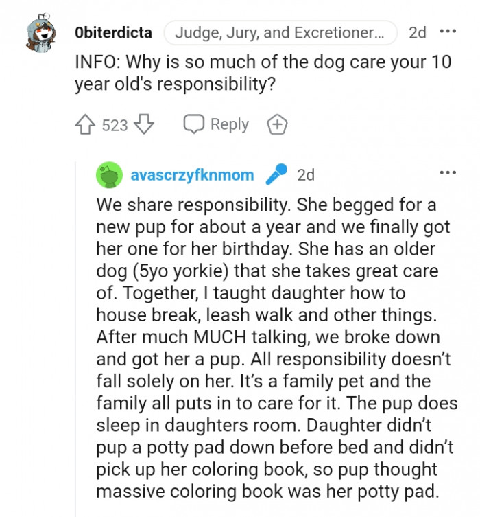 The OP clarifies again that they share responsibility