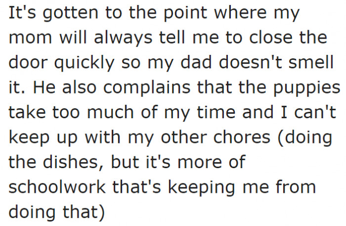 His dad even complains about other things.