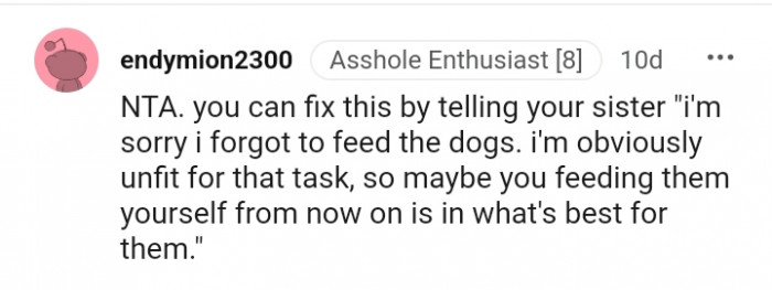 I'm sorry I forgot to feed the dogs