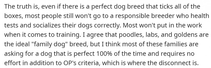 But there is no 100% perfect dog