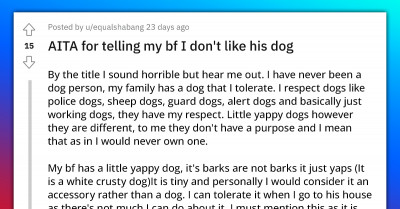 That Defining Moment When A Woman Tells Her Boyfriend That She Doesn't Like His Little Yappy Dog