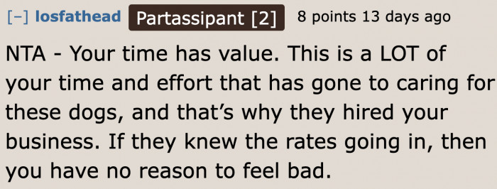 The mother should value their time.