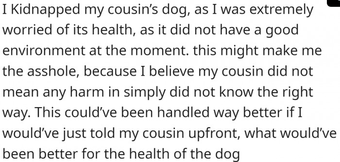 OP has offered the following explanation for why they think they might be the asshole: