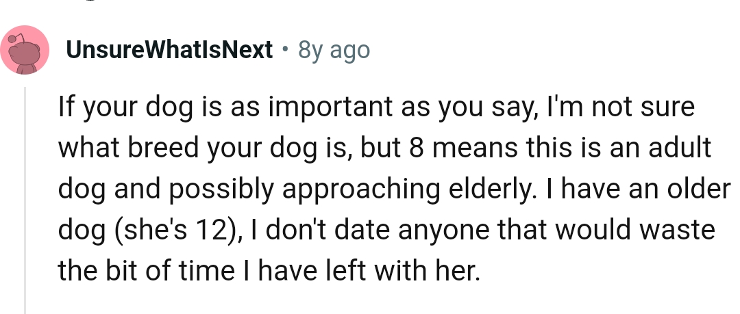 The dog must be an adult dog