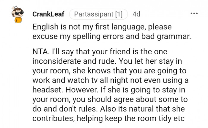 This Redditor thinks it's the OP's friend that is inconsiderate and rude