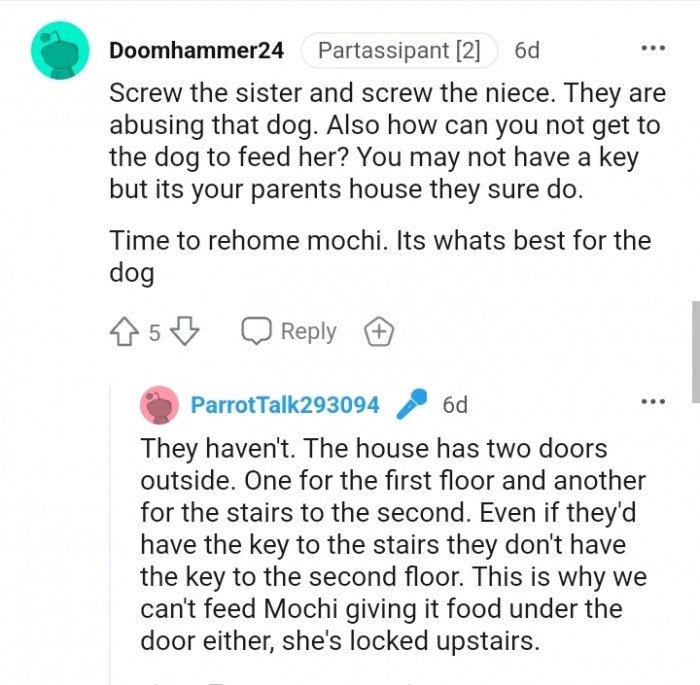 How can you not get to the dog to feed her?