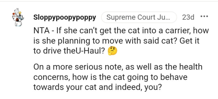 How is the friend's cat going to behave towards the OP's cat?