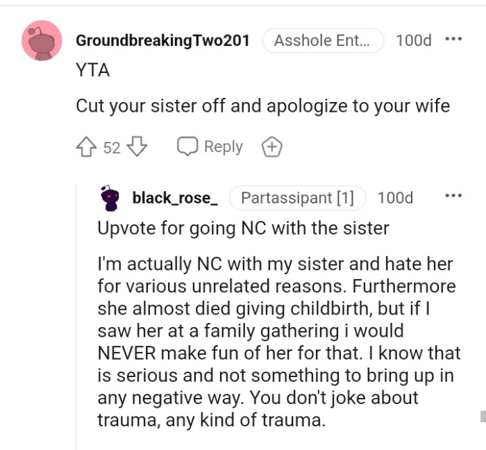 You don't joke about any kind of trauma