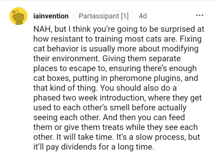 Giving them separate places to escape to