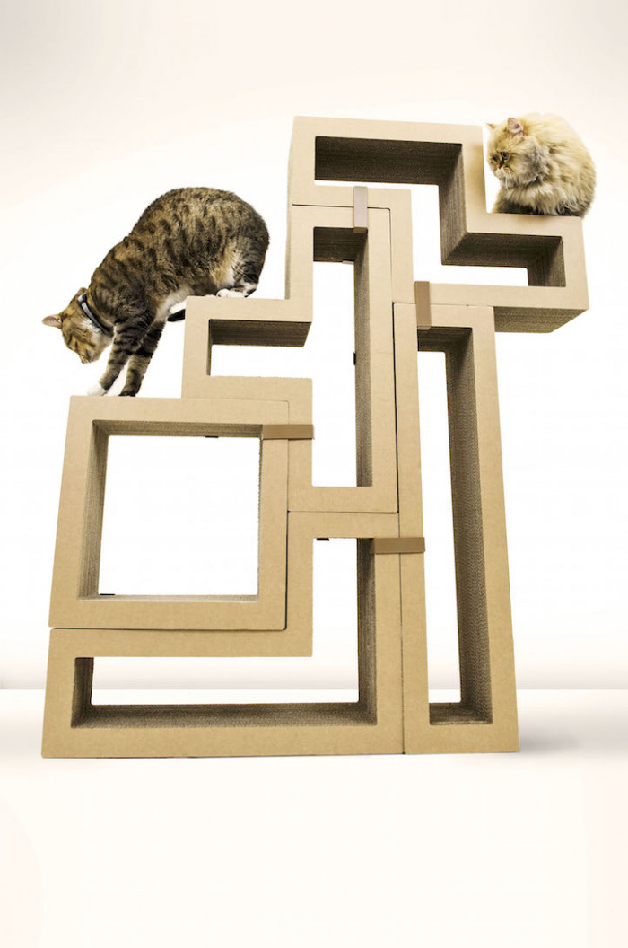 You can arrange a set of cardboard scratching blocks into whatever formation you prefer