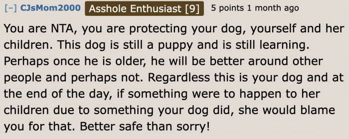 This user believes that OP did what's best.