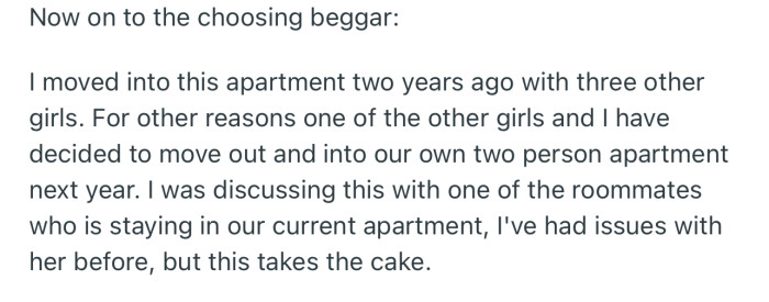 OP and one of her four roommates have decided to move out and get an apartment together