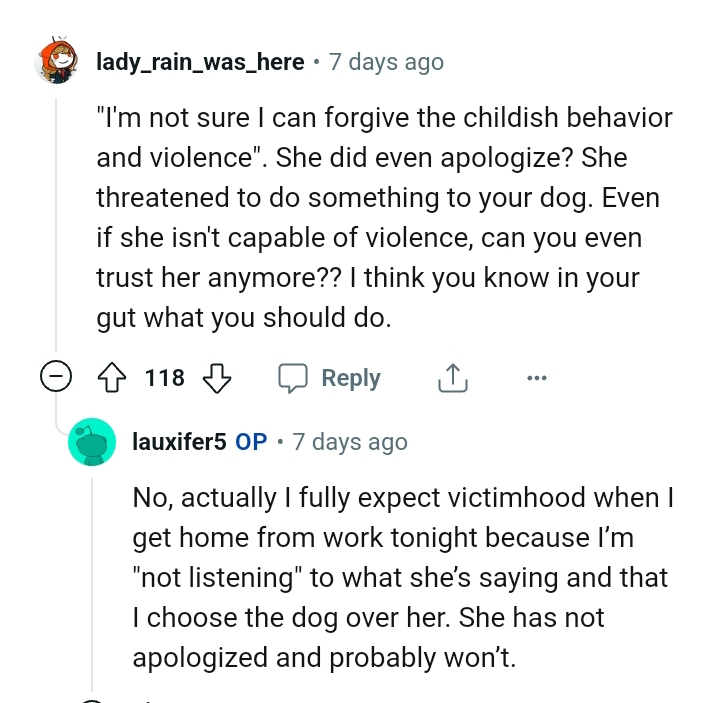 Choosing the Dog Over Her