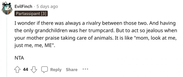 Definitely seems like a lot of jealousy from the daughter's side.