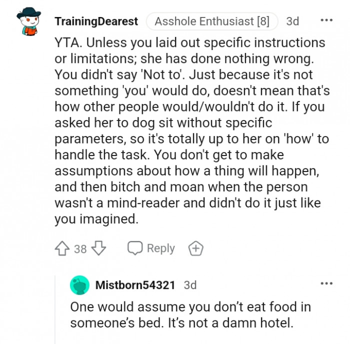 It's totally up to her on how to handle the task