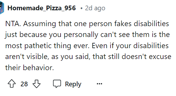 Assuming someone doesn't (or does) have a disability is just not okay all around.
