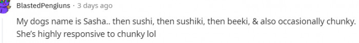 18. Sasha to Sushi... Lol
