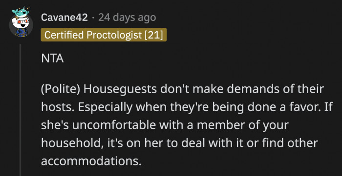She really overreached when she told OP to keep Bobby outside or locked in a room for the whole week when she's the one asking OP for a big favor