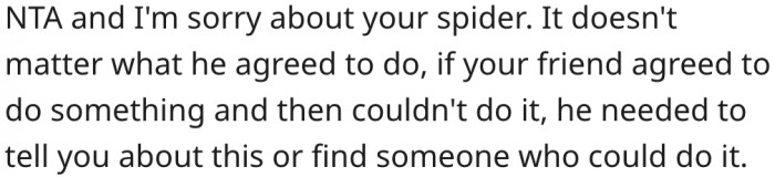 6. Her friend failed to keep their promise.