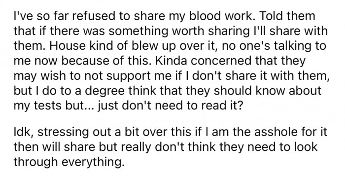 OP informed their parents that they would only share results worth sharing.