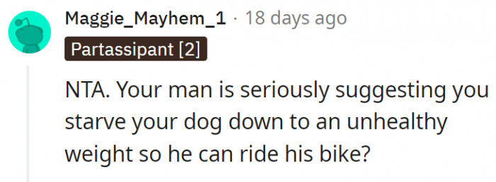 18. The man really wants the solo time to bike ride.
