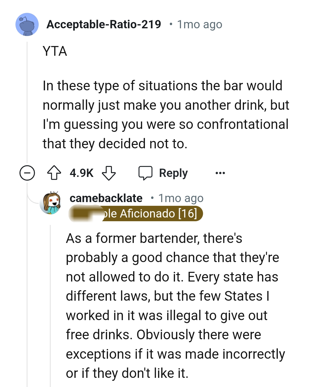 The OP must have been so confrontational that they decided not to replace his drink