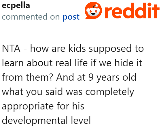 Kids are supposed to learn about these things, even at nine years old.