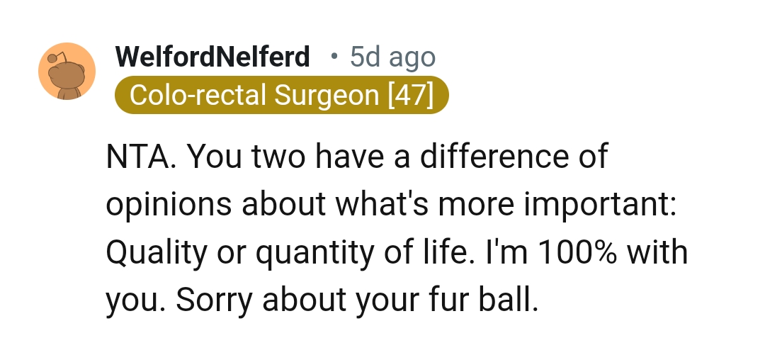 The OP and his GF have a difference in opinions