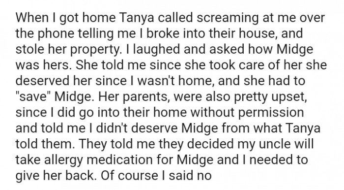 Her parents were upset