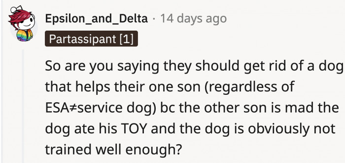 In this polarizing thread, one of the Redditors questioned a comment