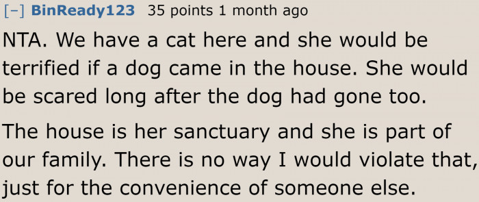 It's their cats' home. They have every right to be at peace in their own home.
