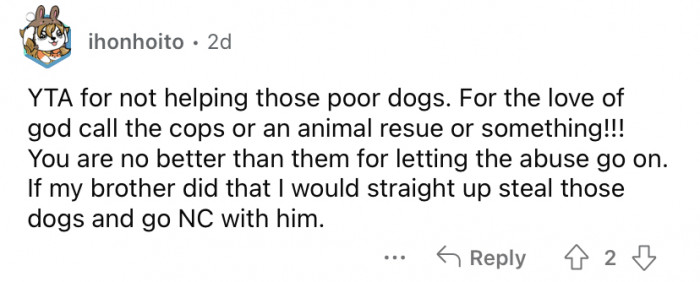 "You are no better than them for letting the abuse go on."