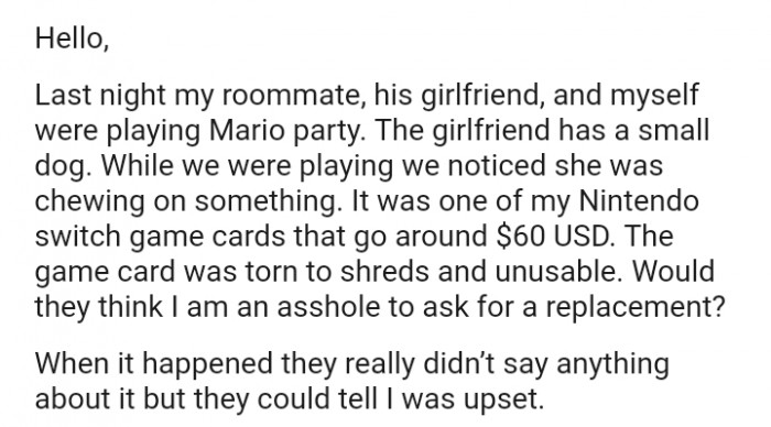 It was one of my Nintendo Switch game cards that costs around $60 USD