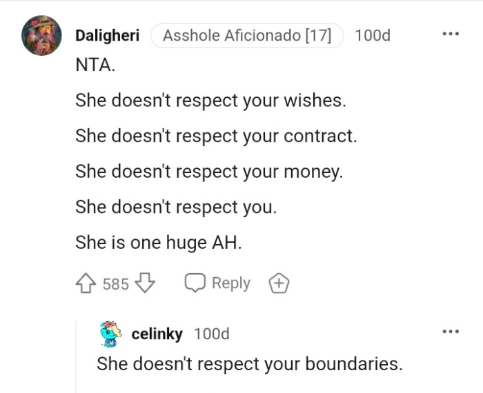 This Redditor is giving a long list of things