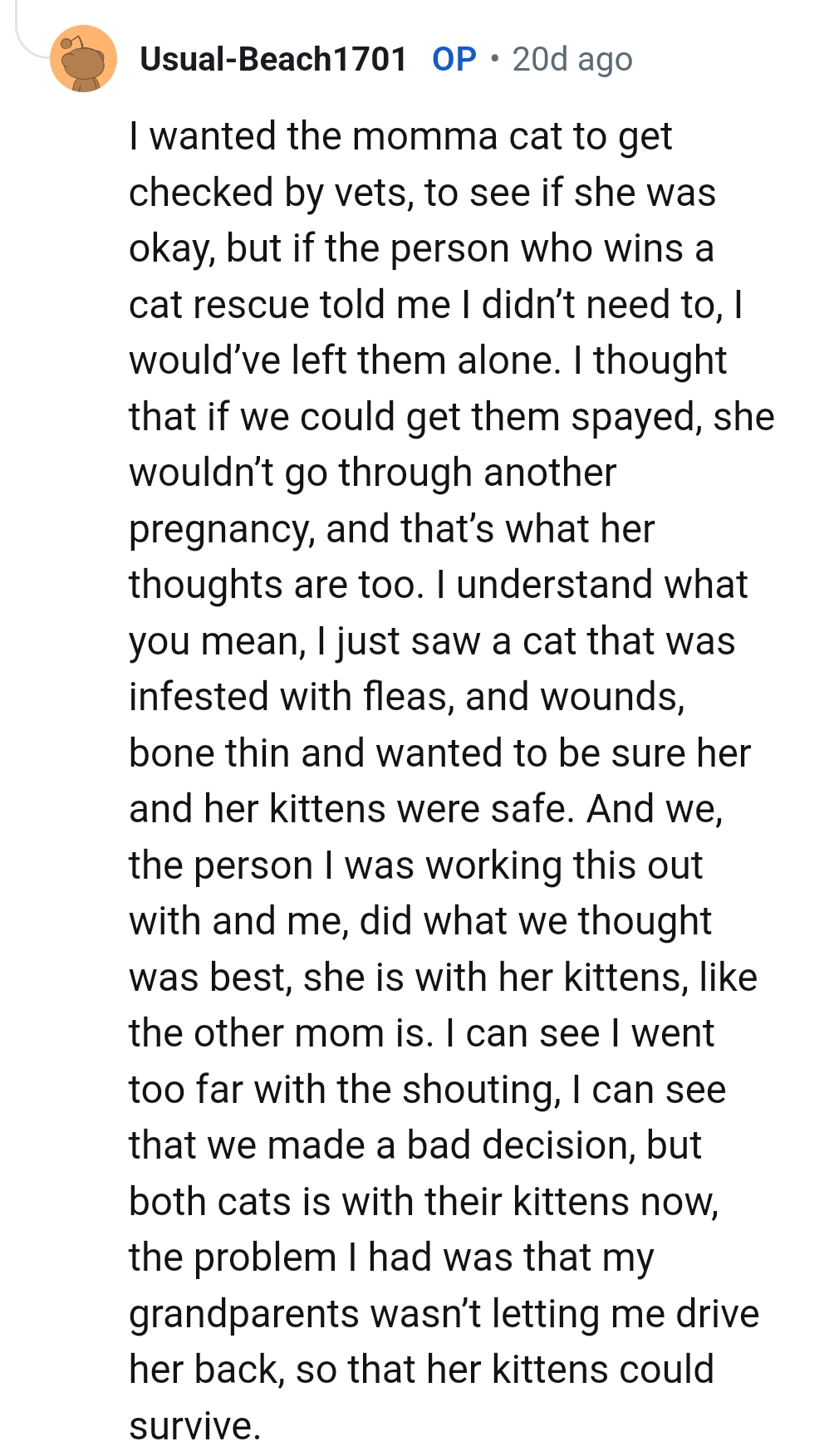 The OP replies to the comment above