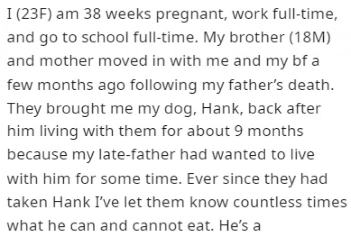 OP has enough on her plate as it is since she goes to school, works full-time, and she's 38 weeks pregnant