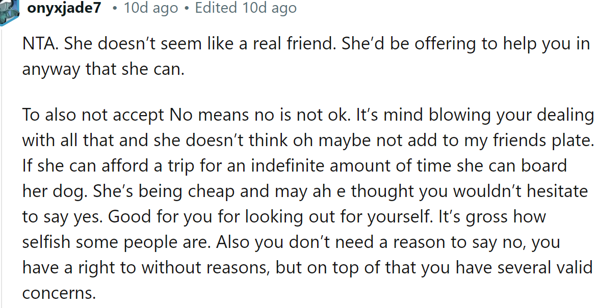 The friend should have offered to help the OP, not add to her plate