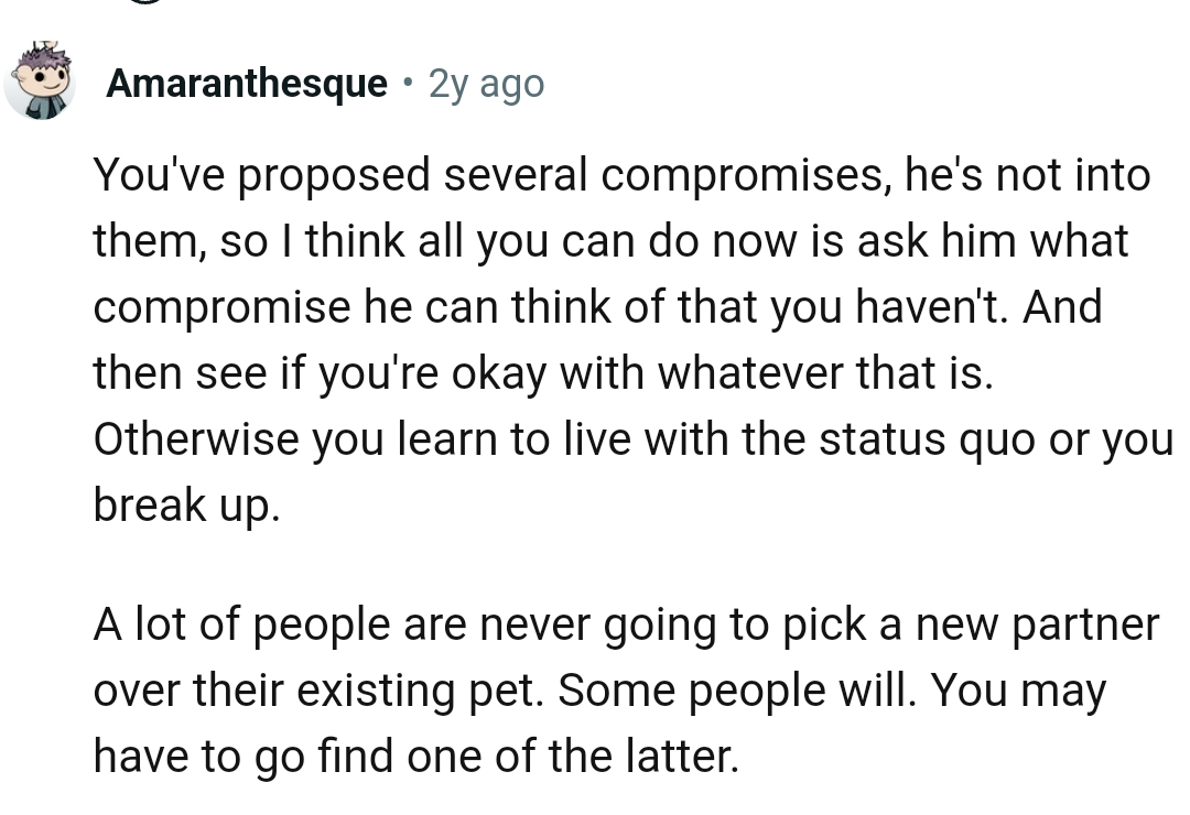 Asking him what compromise he can think of