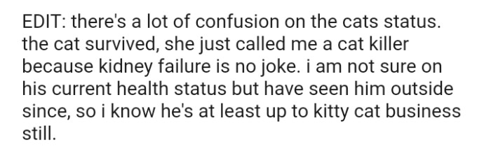 The OP added this edit stating that the cat is alive