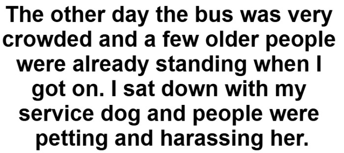 Then he recounts the story of when he rode the bus and people were petting his dog.