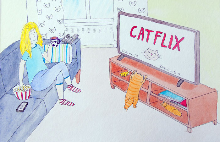 8. Catflix Tonight? Enjoying Cat Videos All Night