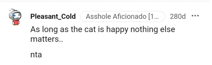 Another Redditor who is just concerned about the cat's happiness