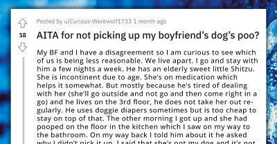 Redditor Asks If She's An A**hole For Not Picking Up Her Boyfriend's Dog's Poop