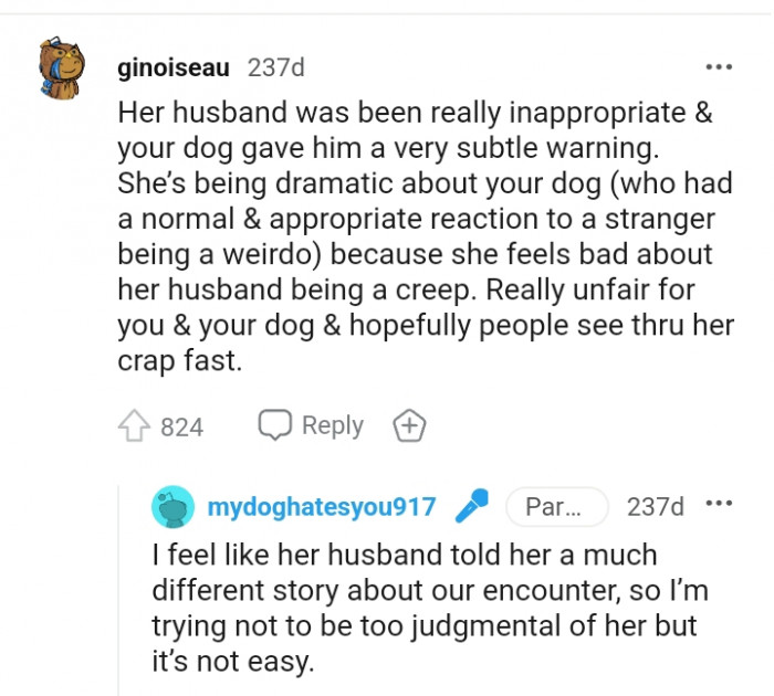 9. She feels bad about her creepy husband