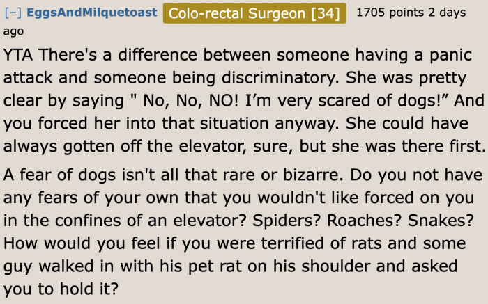 The OP could've put themself in the woman's shoes.