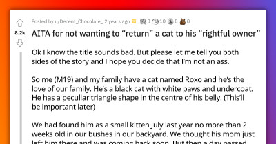 Redditors Support This Guy's Decision Of Not Returning Cat He Found In Their Backyard A Year Ago